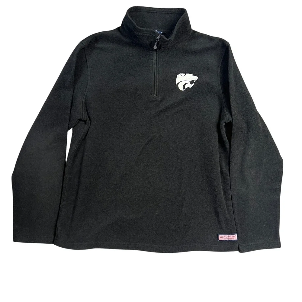 Vineyard Vines K-State Wildcats 1/4 Zip Fleece M Alpha Tau Omega Black Pullover